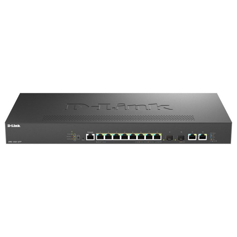 Switch di rete gestito 2.5G Ethernet (100/1000/2500) con supporto PoE nero - D-Link DMS-1250-12TP/E