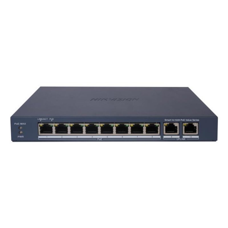 Switch smart managed PoE 10/100 con 8 porte PoE - Hikvision