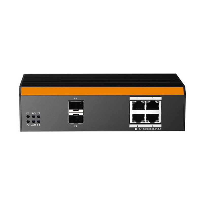 Switch 4 porte Gigabit PoE 2 SFP industriale managed IP40 guida DIN - Link