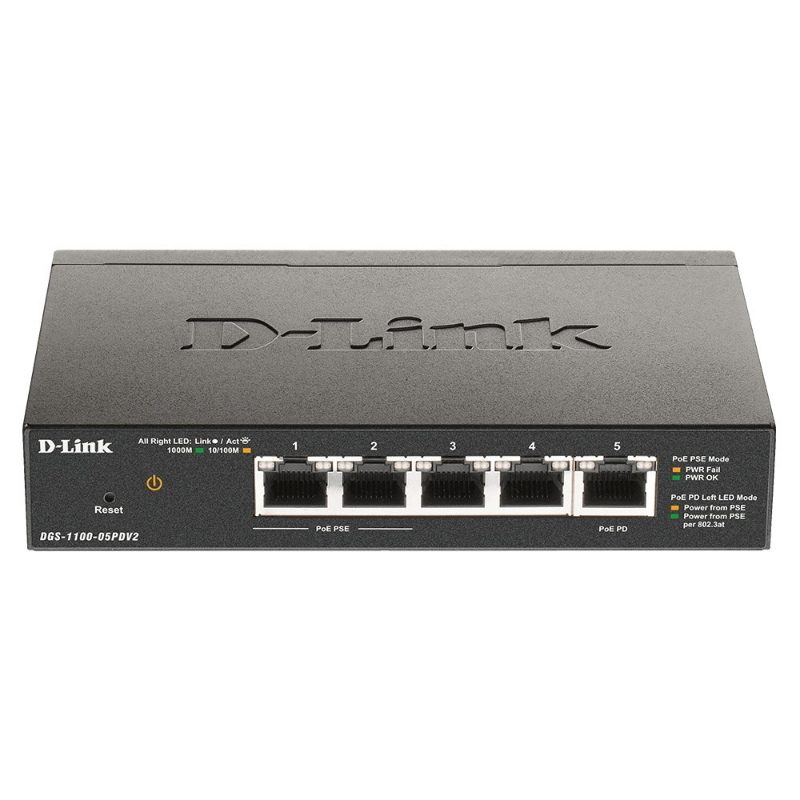 Switch di rete gestito Gigabit Ethernet (10/100/1000) con supporto PoE nero - D-Link DGS-1100-05PDV2