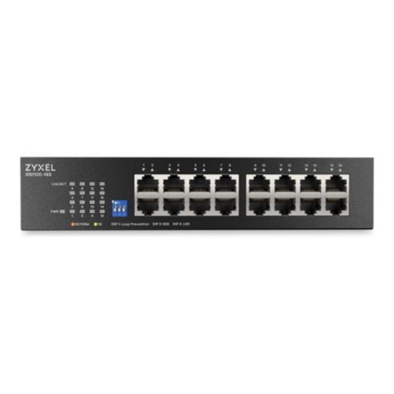 Switch non gestito 16 porte Gigabit desktop montabile su rack - Zyxel GS1100-16S-EU0101F