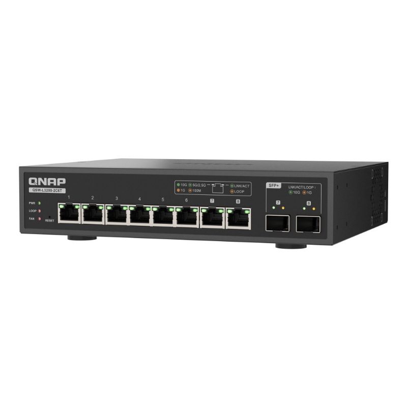 Switch di rete gestito L2 10G Ethernet (100/1000/10000) desktop nero - QNAP QSW-L3208-2C6T