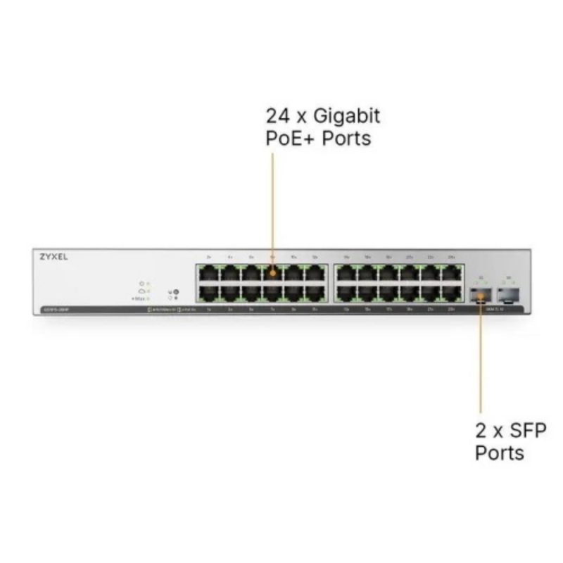 Switch zyxel gs191526hpv2-eu0101f 26p di cui 24p gigabit poe +2p gbe sfp -rack - nebulaflex switch web managed - ESF-862562