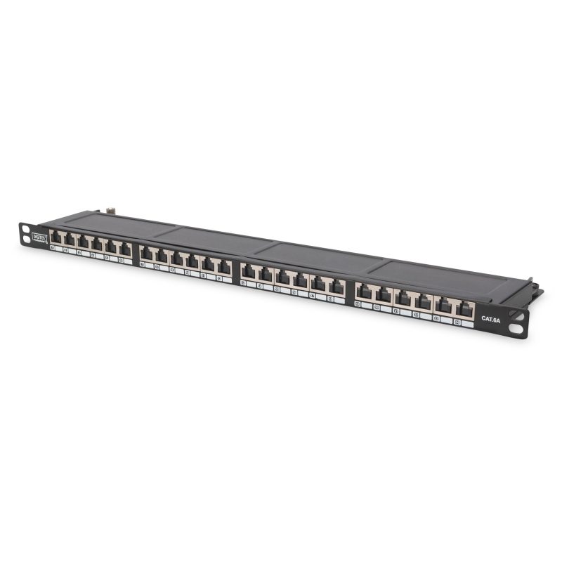 Patch panel 24 porte schermato Cat.6 8 poli rack 19 pollici nero 0,5 unità - Digitus