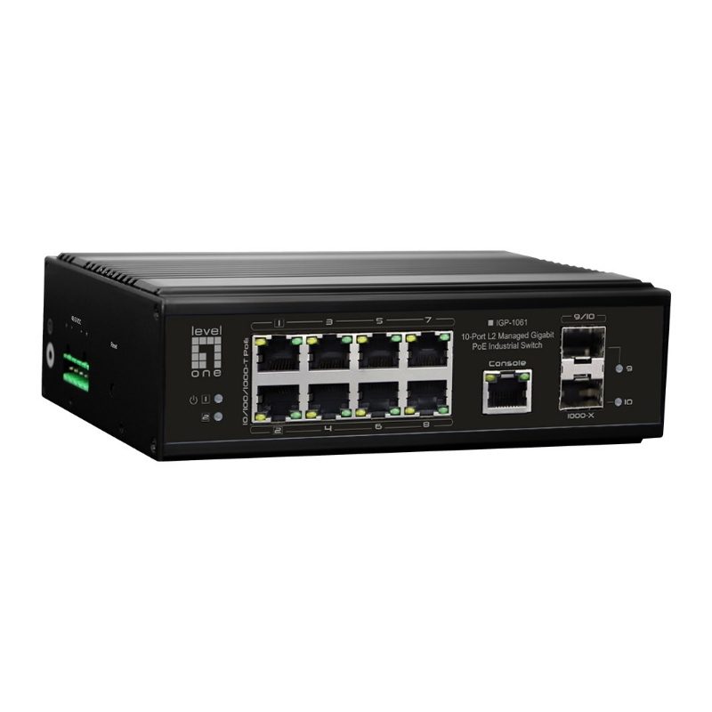 Switch di rete gestito L2 Gigabit Ethernet (10/100/1000) con supporto Power over Ethernet (PoE) nero - LevelOne IGP-1061