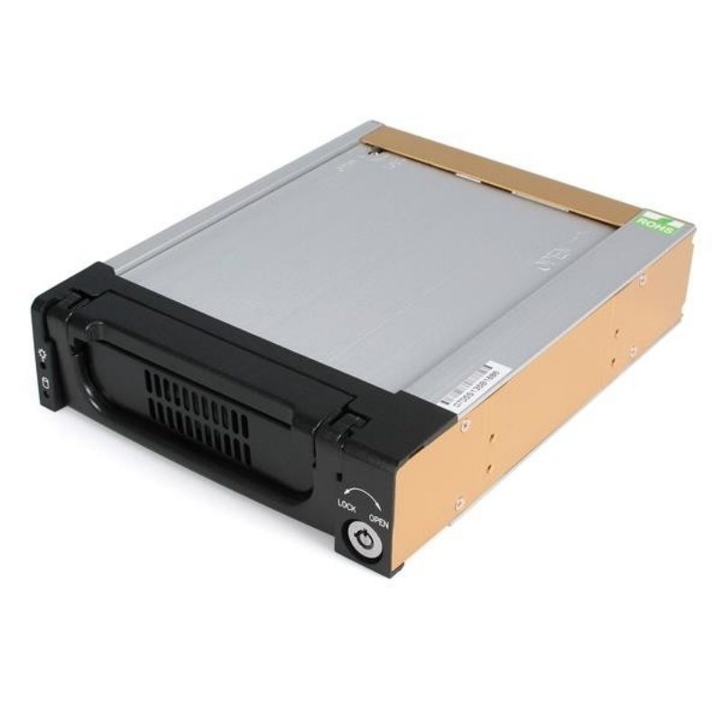 Cassetto rack portatile per disco rigido SATA da 5,25 pollici, robusto, in alluminio nero - StarTech.com