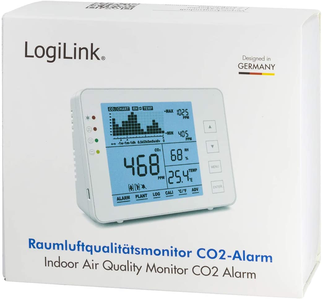 CO2 meter 5000ppm with Temperature and Humidity Indicator Alarm - Logilink I-AIR-CO2