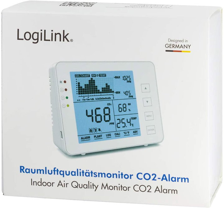 Misuratore di CO2 5000ppm con Allarme Indicatore Temperatura e Umidità - Logilink I-AIR-CO2