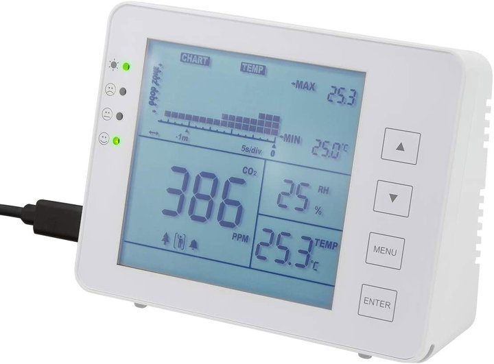 Misuratore di CO2 5000ppm con Allarme Indicatore Temperatura e Umidità - Logilink I-AIR-CO2