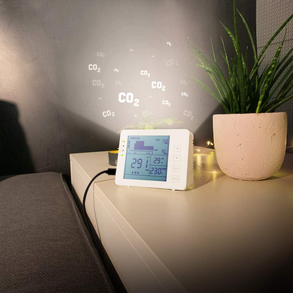 CO2 meter 5000ppm with Temperature and Humidity Indicator Alarm - Logilink I-AIR-CO2
