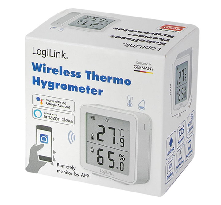 Wireless Thermo-Hygrometer Remote Monitoring Wi-Fi Smart Life App - Logilink I-AIR-TER