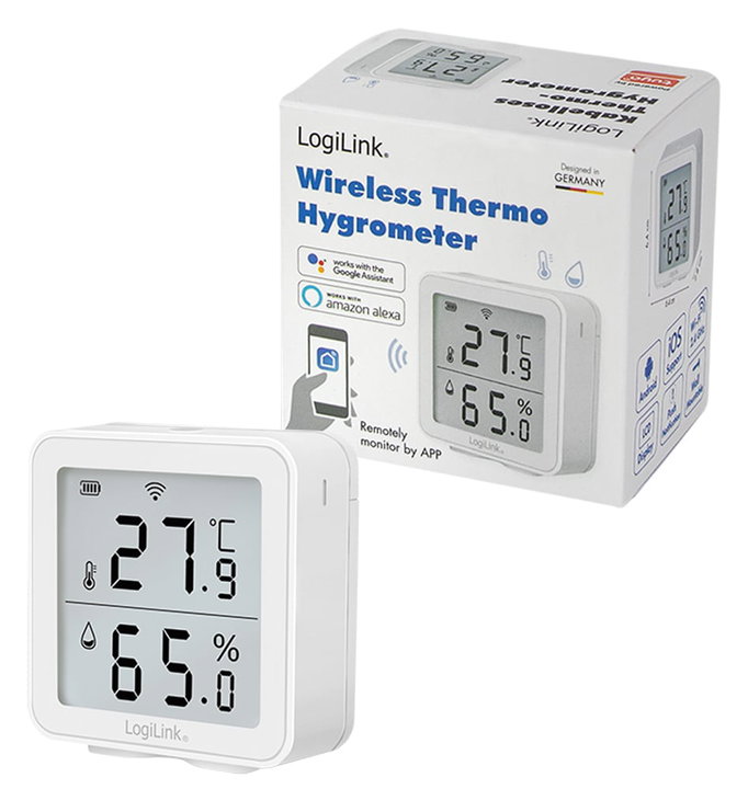 Wireless Thermo-Hygrometer Remote Monitoring Wi-Fi Smart Life App - Logilink I-AIR-TER