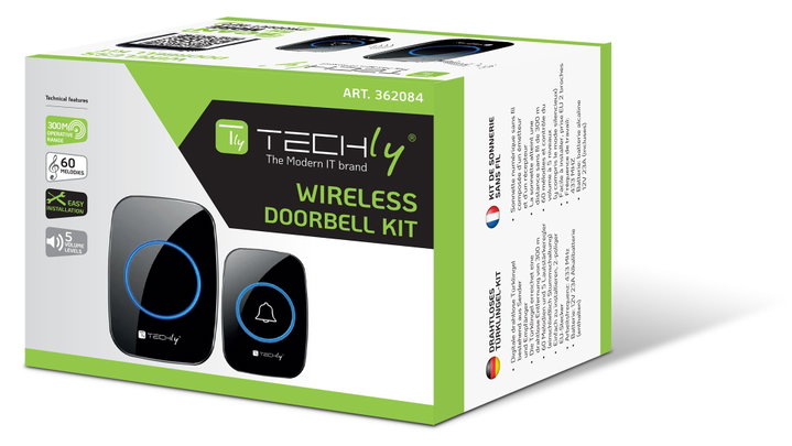 Wireless Doorbell Kit up to 300m - Techly I-BELL-RING04