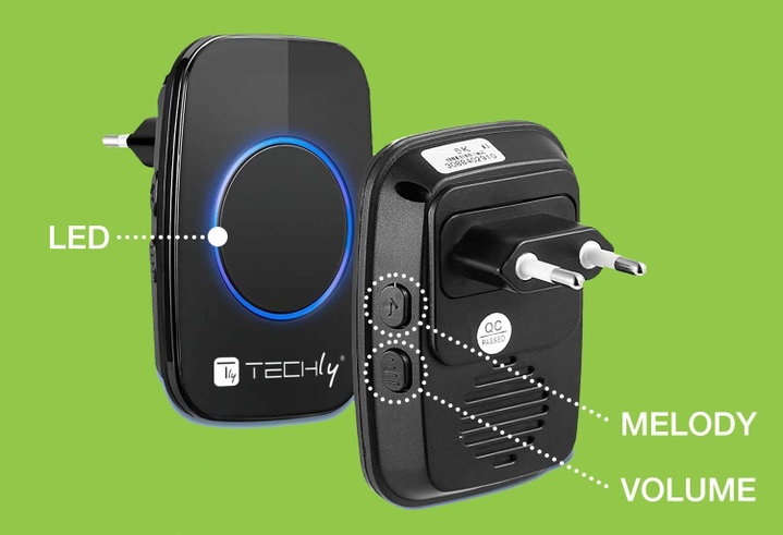 Wireless Doorbell Kit up to 300m - Techly I-BELL-RING04