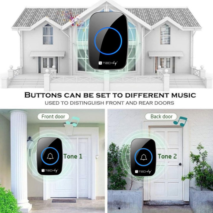 Wireless Doorbell Kit up to 300m - Techly I-BELL-RING04