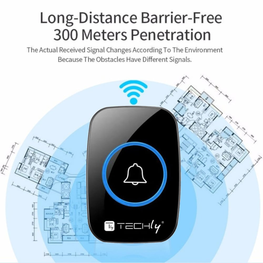 Additional Wireless Doorbell Transmitter up to 300m - Techly I-BELL-RING04T