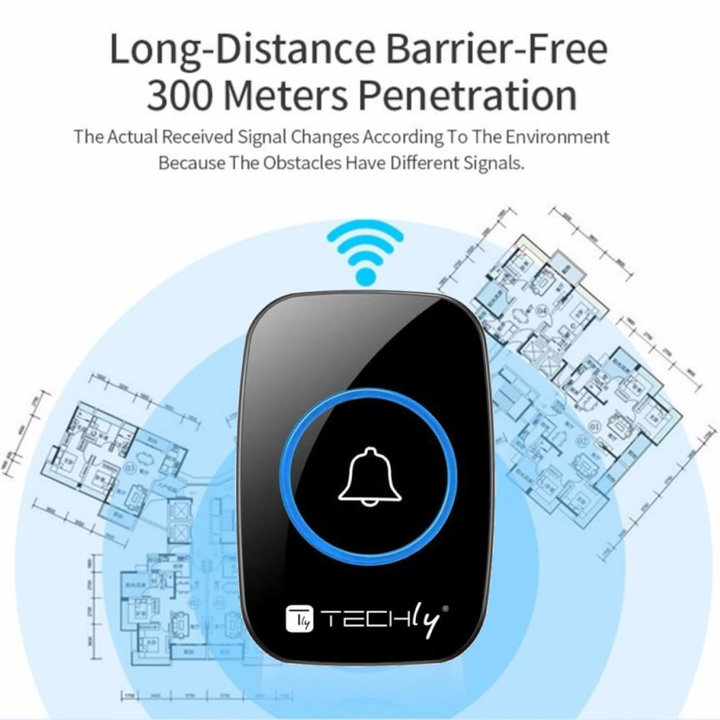 Additional transmitter for Wireless Doorbell up to 300m - Techly I-BELL-RING04T