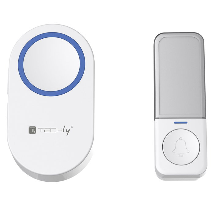 Wireless Doorbell Kit up to 180m with IP56 Battery Free Button - Techly I-BELL-RING05