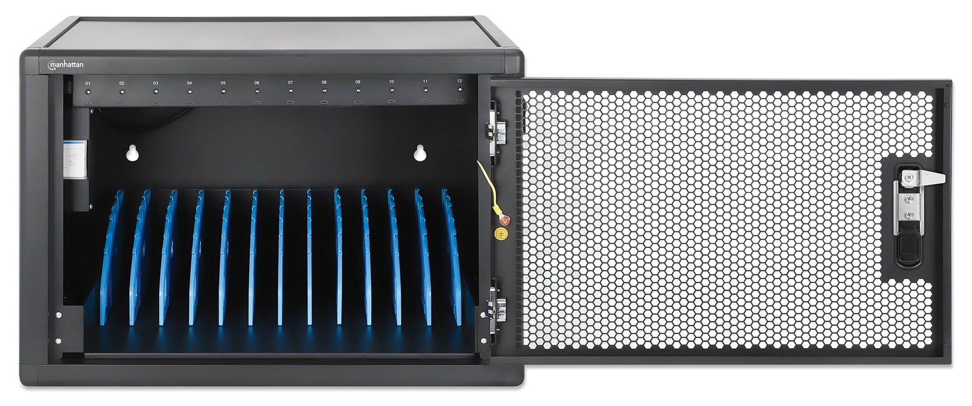 Desktop/Wall-Mount Charging Station Cabinet 12 USB-C Ports 780W - Manhattan I-CABINET-12C65