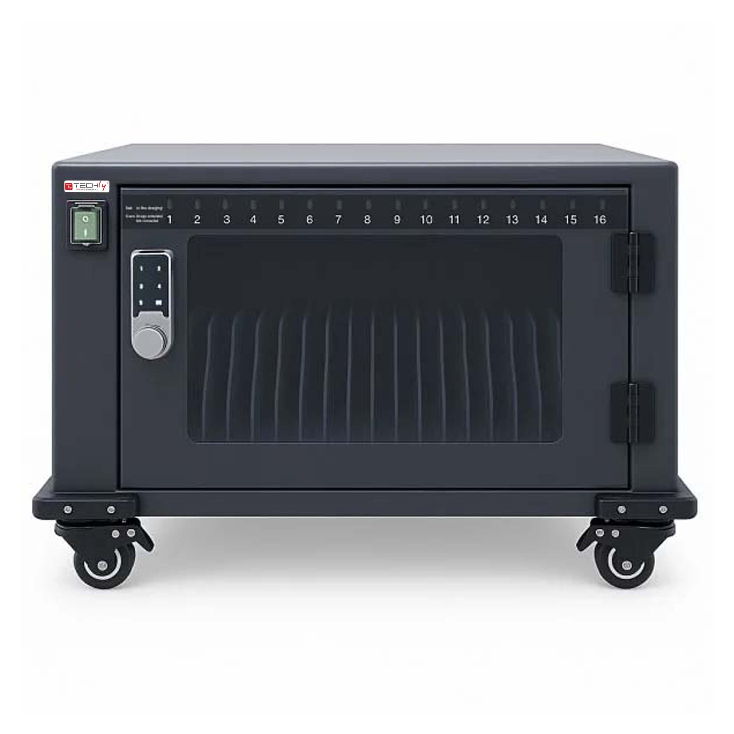 Ventilated Charging Station Cart for 16 USB-C Devices - Techly Professional I-CABINET-16DUCTY