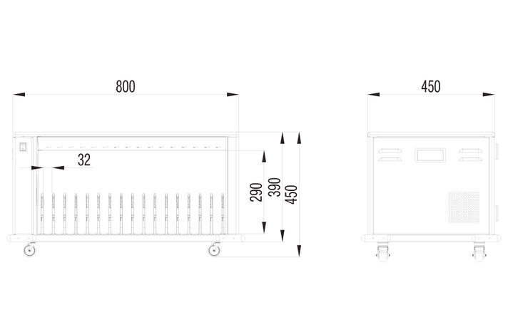 Carrello Stazione di Ricarica Ventilato per 16 Dispositivi USB-C - Techly Professional I-CABINET-16DUCTY