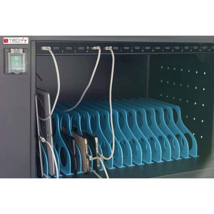 Carrello Stazione di Ricarica Ventilato per 16 Dispositivi USB-C - Techly Professional I-CABINET-16DUCTY