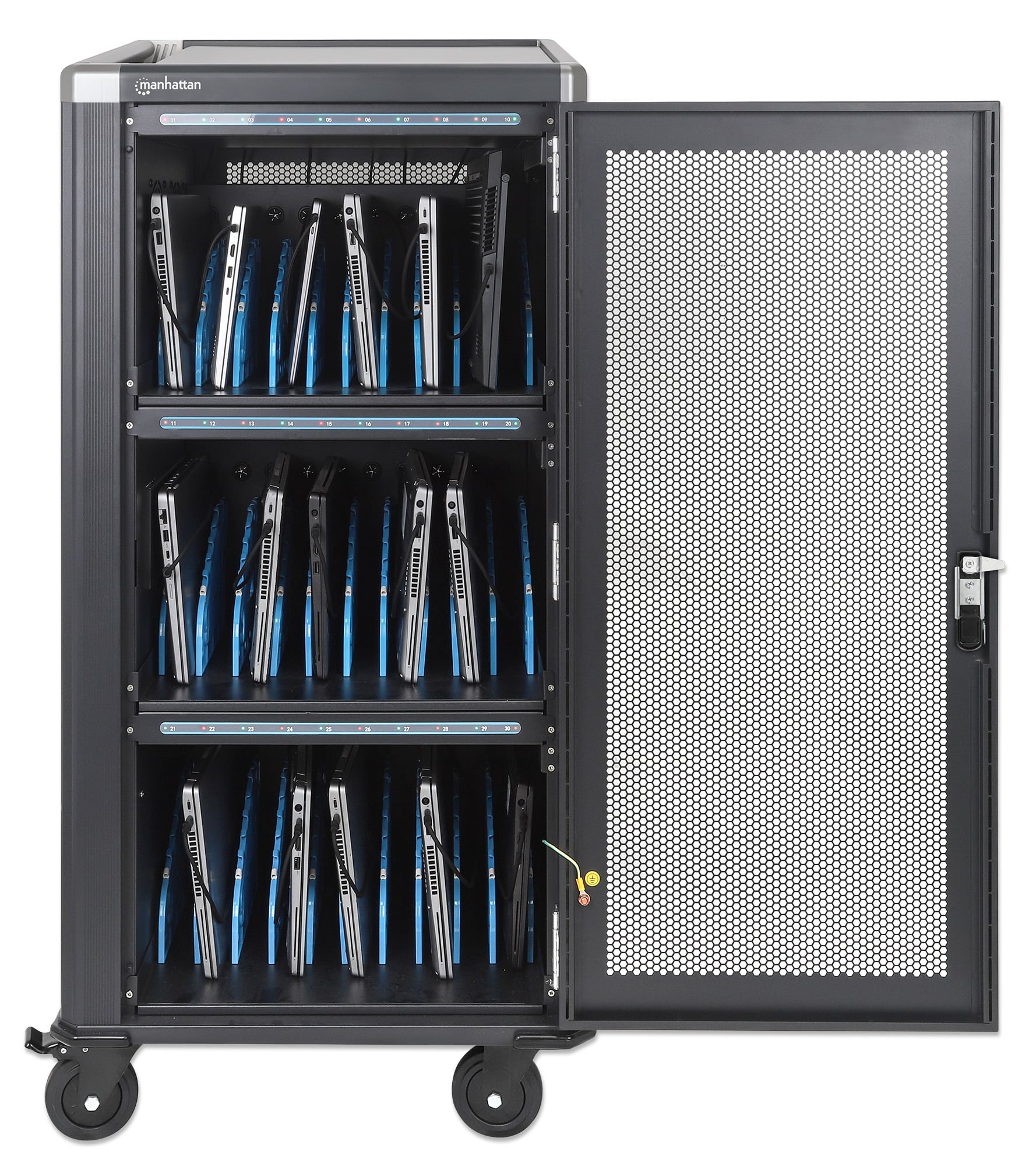 USB-C Charging Cart 30 Ports 1920W - Manhattan I-CABINET-30C65