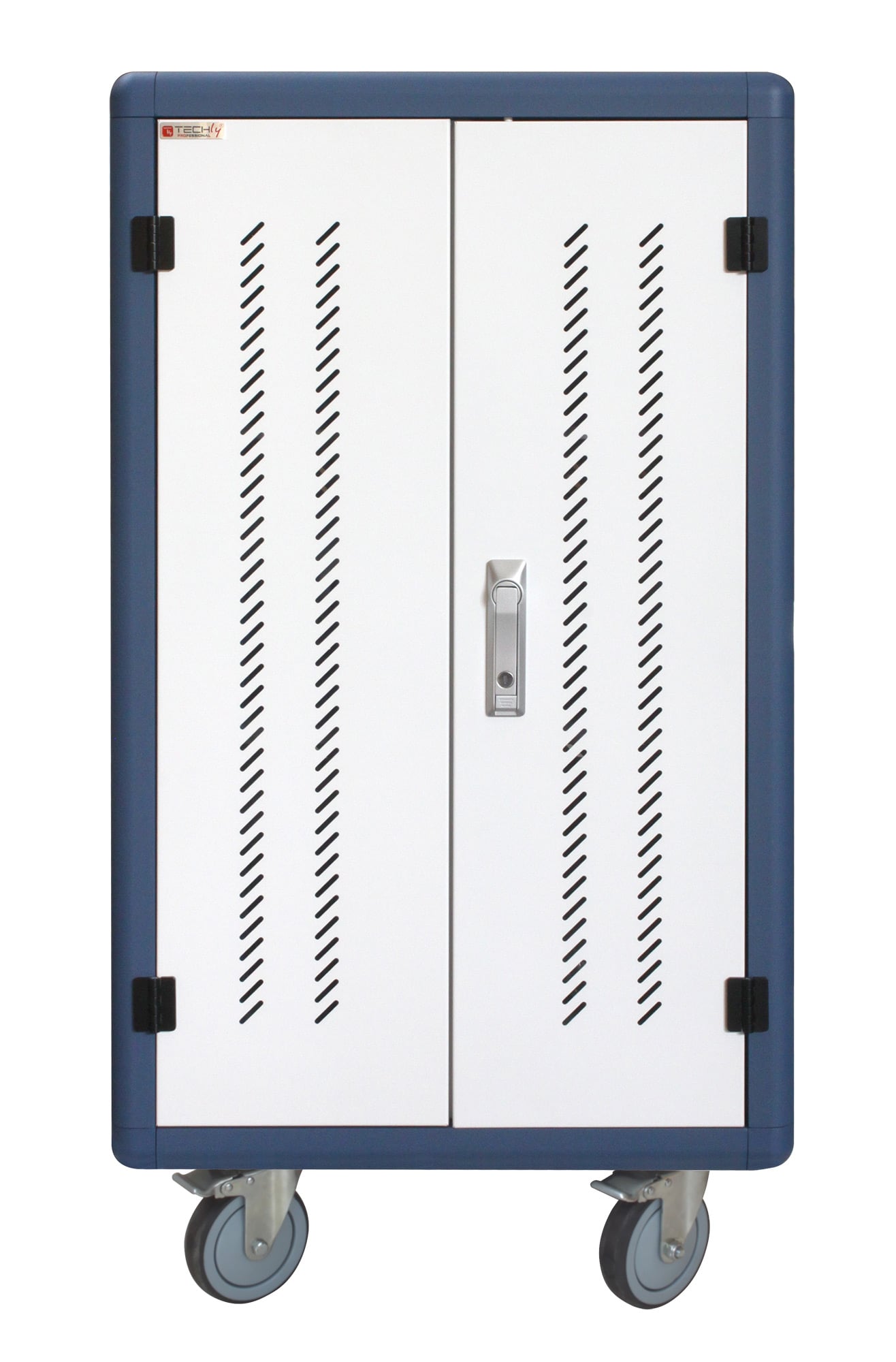 Carrello Stazione di Ricarica USB Ventilato per 30 Notebook/Tablet/Smartphone Bianco/Blu - Techly Professional I-CABINET-30DUTY