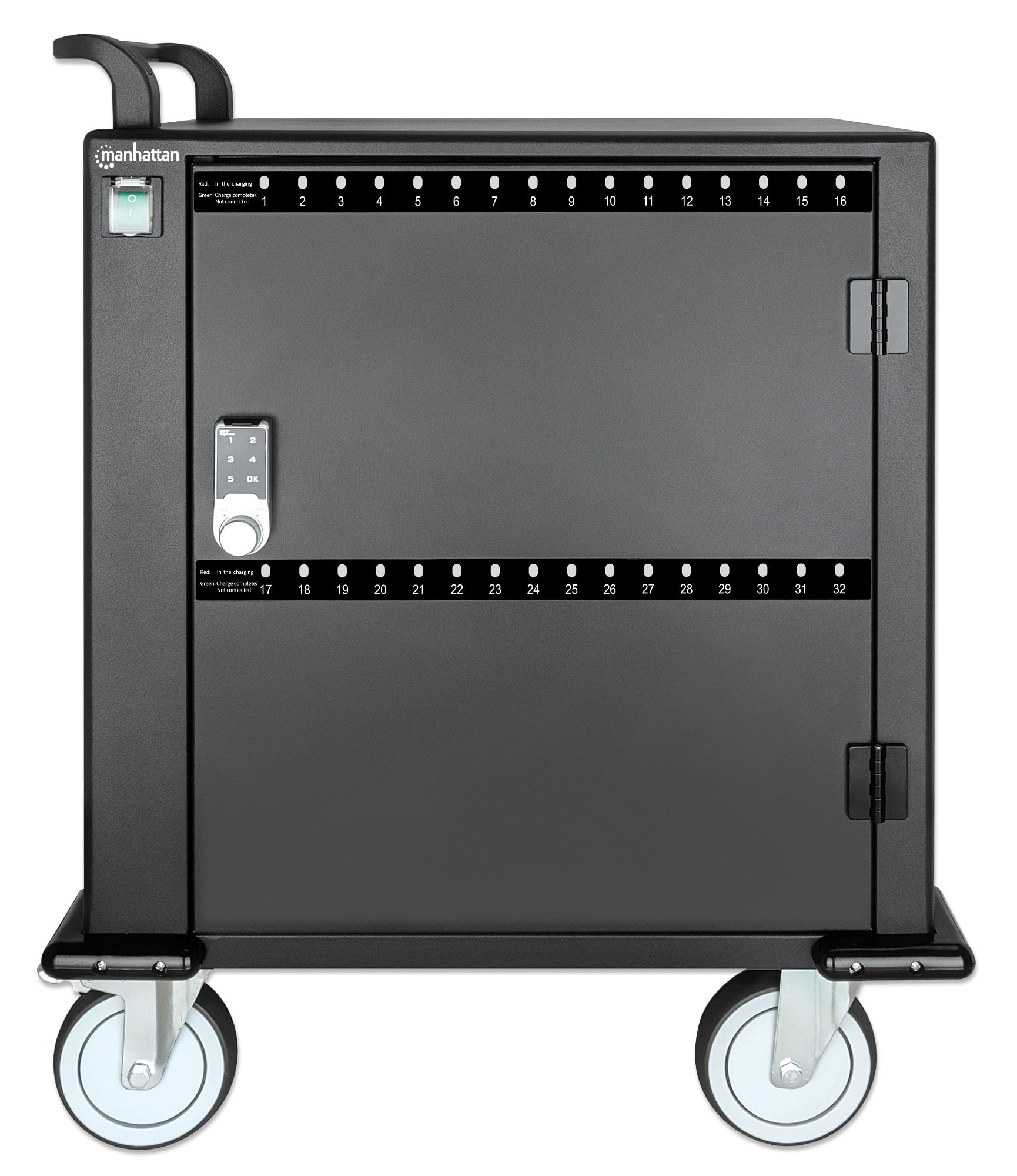 USB-C Charging Station Cart 576W for 32 Smartphones and Tablets up to 12" - Manhattan I-CABINET-32USB-C