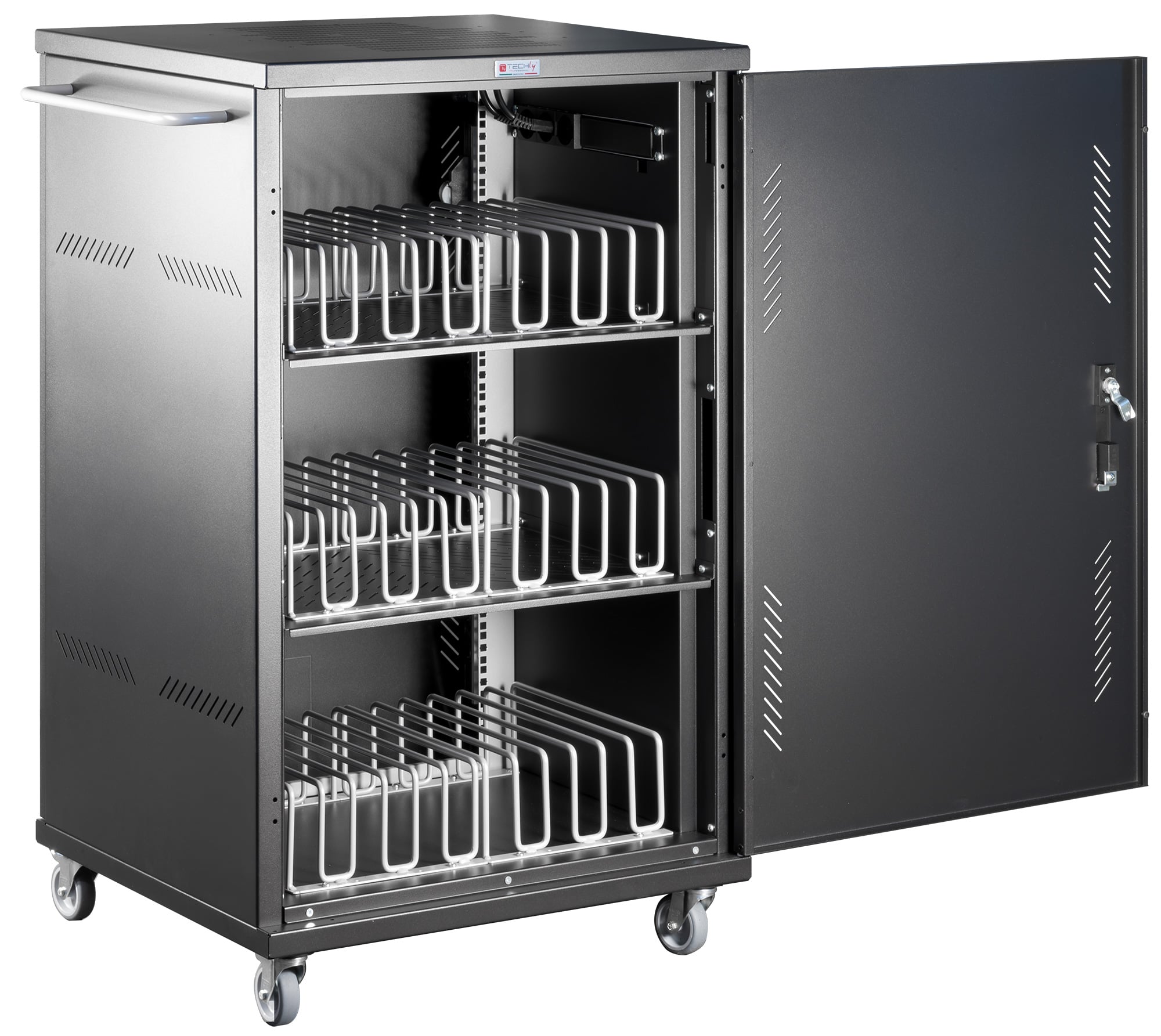 Carrello Stazione di Ricarica 36 Notebook Tablet o Smartphone Nero - Techly Professional I-CABINET-36D12ATY