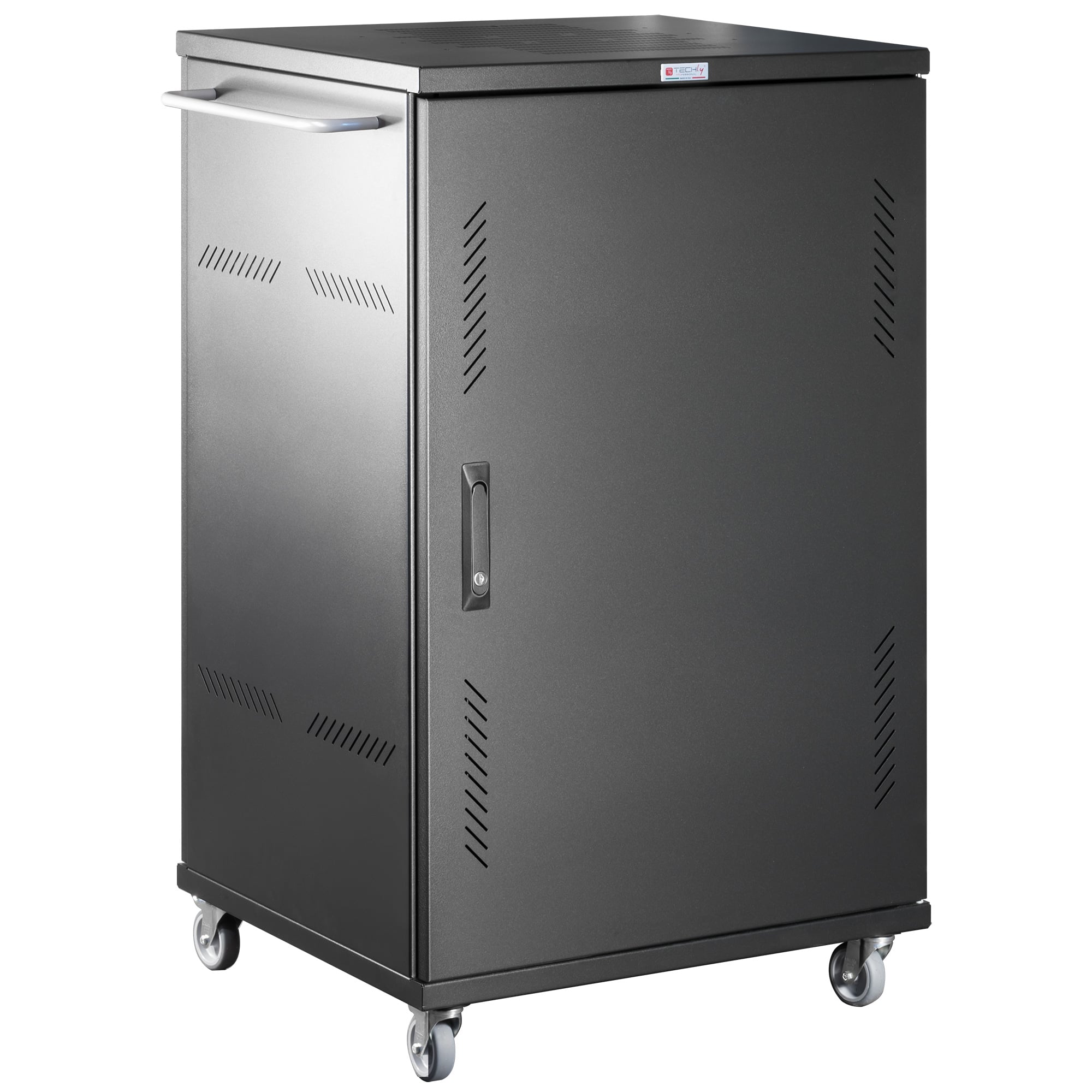Ventilated Charging Station Cart 36 Notebooks or Smartphones Black - Techly Professional I-CABINET-36D12ATYV