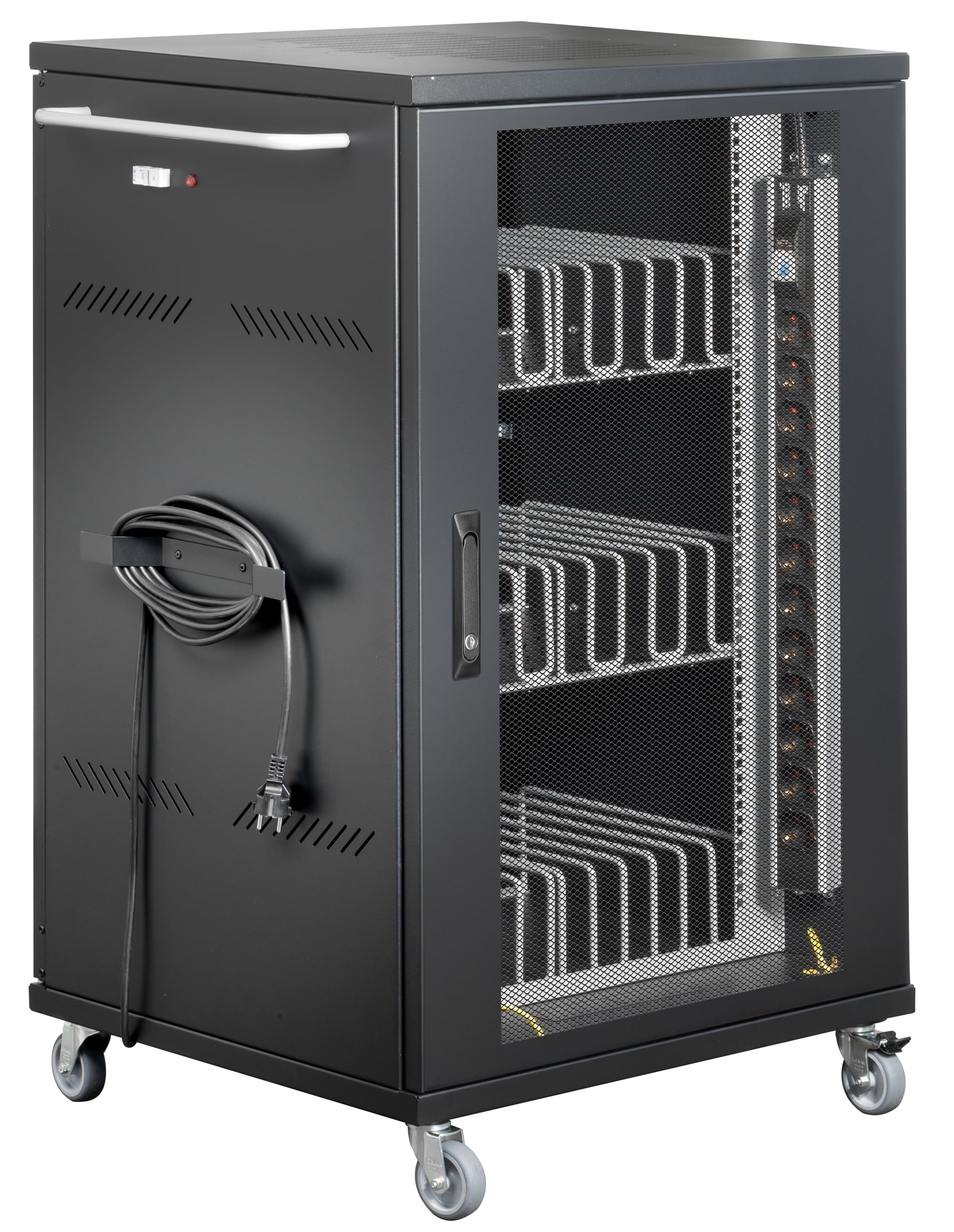 Ventilated Charging Station Cart 36 Notebooks or Smartphones Black - Techly Professional I-CABINET-36D12ATYV