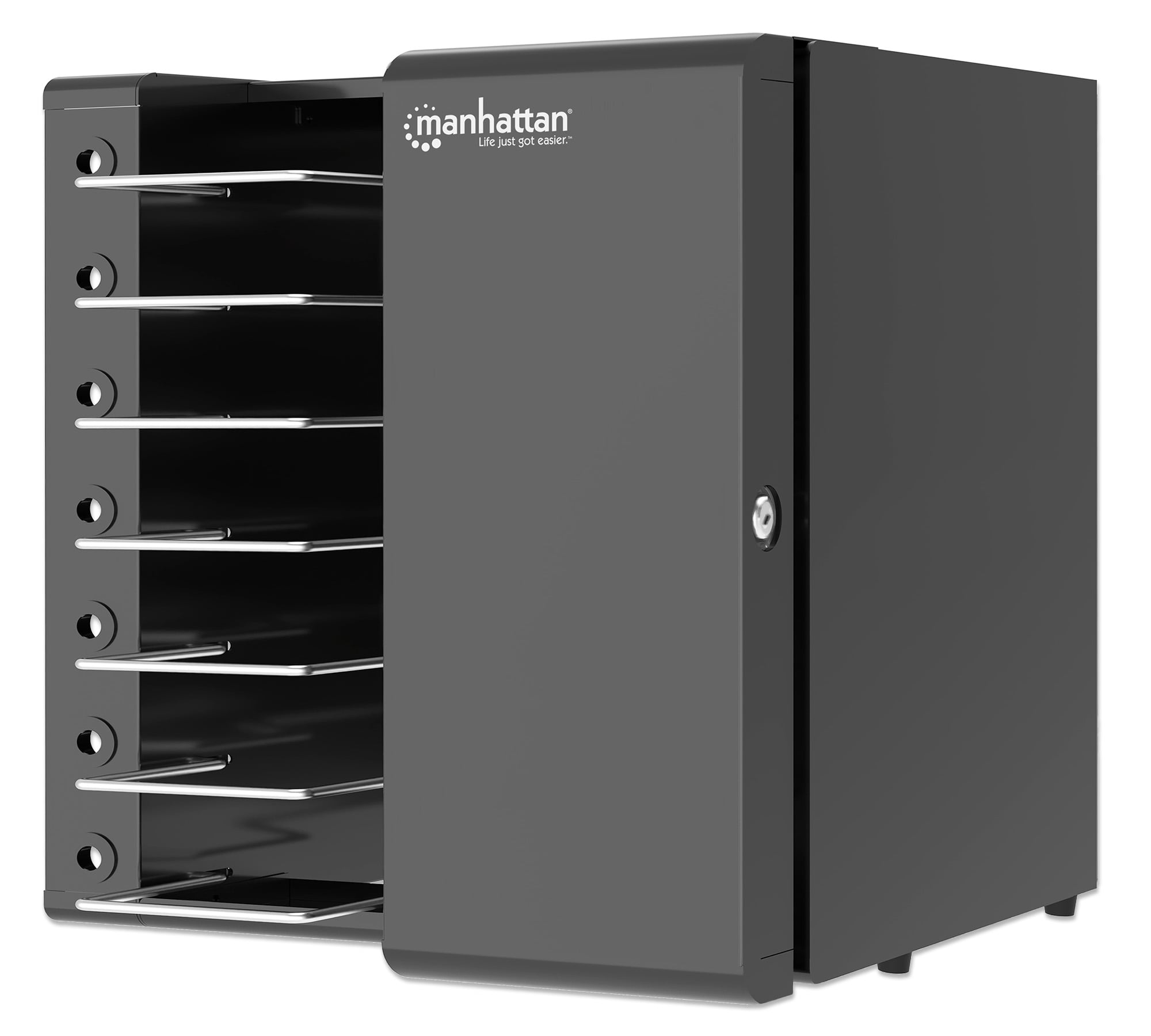 Desktop/Wall Charging Cabinet 7 Bays up to 16'' - Manhattan I-CABINET-7AC-SLIDE