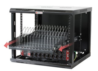 Mensola Estraibile 14 Alloggiamenti di Ricarica per Smartphone Tablet - Techly Professional I-CABINET-TRAY14BK