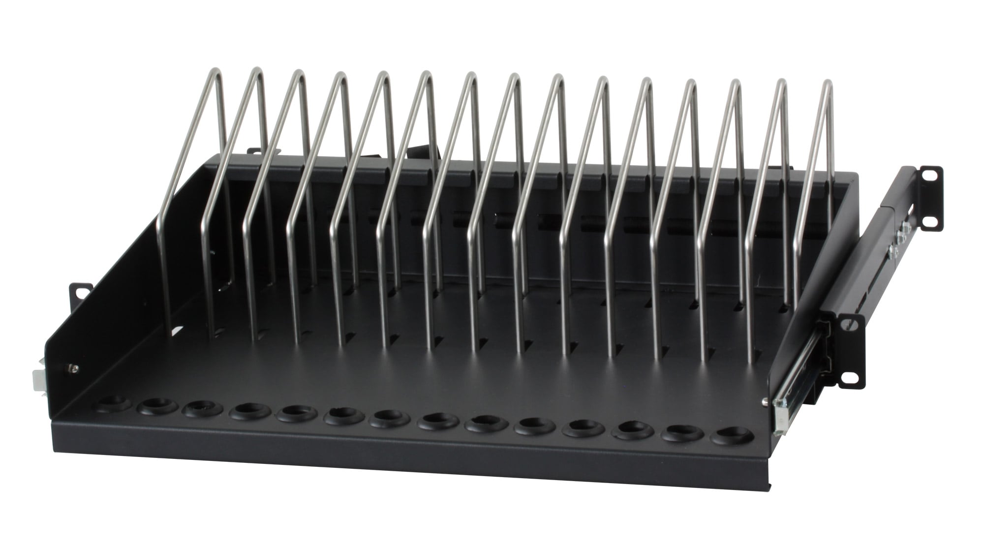 Mensola Estraibile 14 Alloggiamenti di Ricarica per Smartphone Tablet - Techly Professional I-CABINET-TRAY14BK