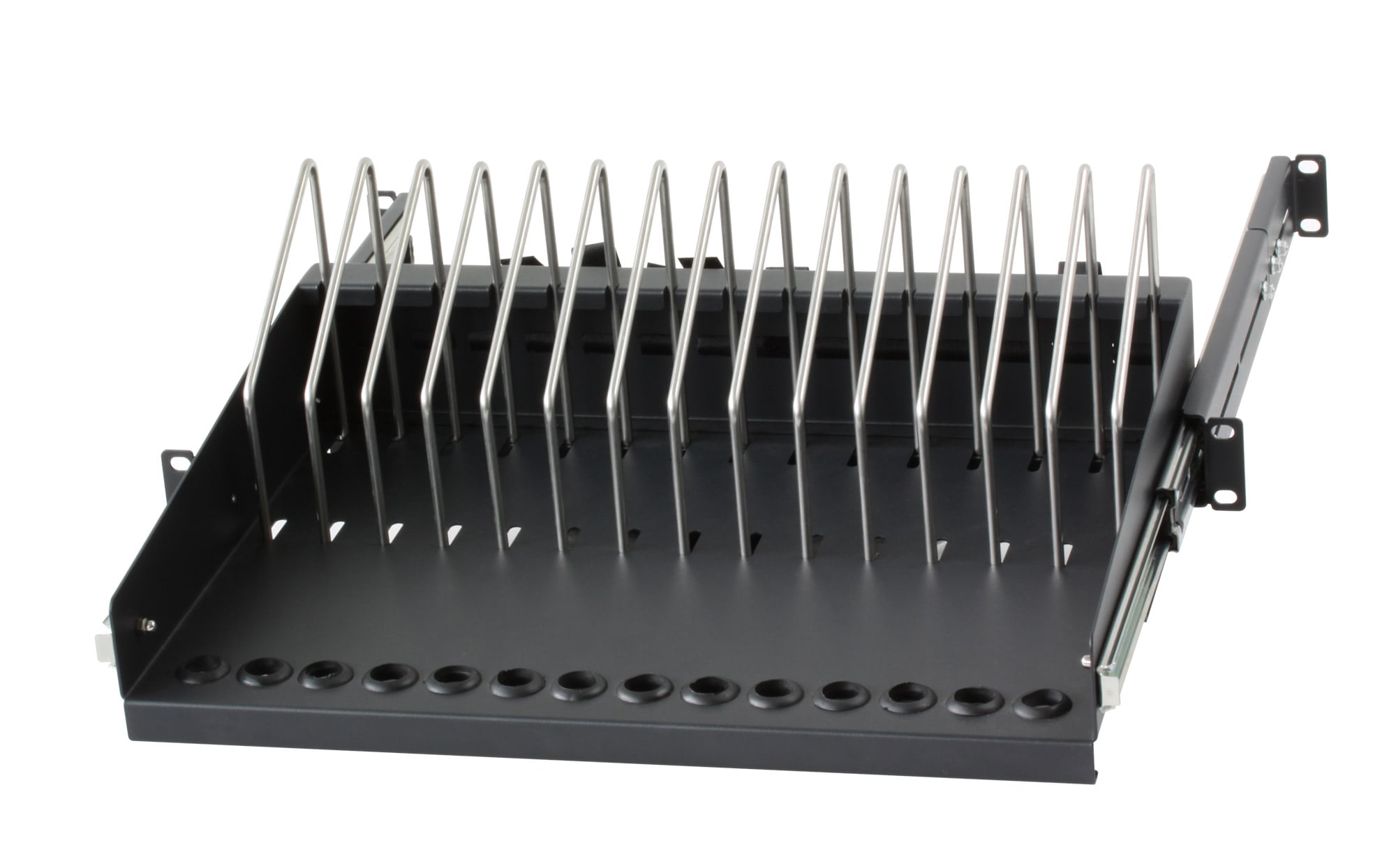 Mensola Estraibile 14 Alloggiamenti di Ricarica per Smartphone Tablet - Techly Professional I-CABINET-TRAY14BK