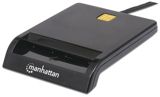 Compact black USB smart card reader/writer - Manhattan I-CARD CAM-USB2MH