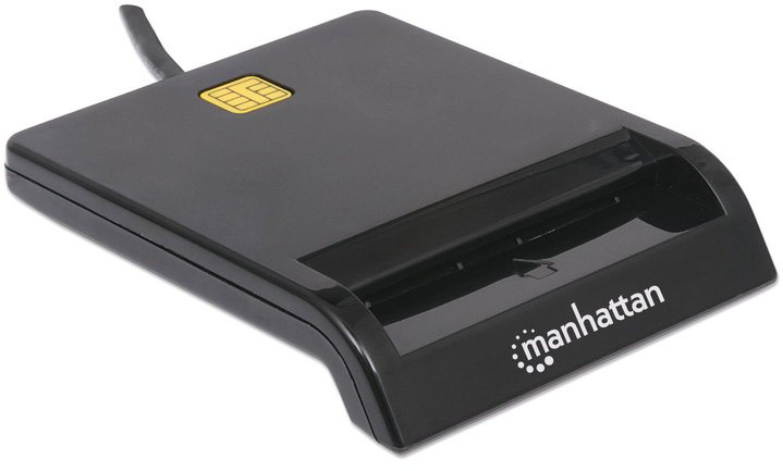 Compact black USB smart card reader/writer - Manhattan I-CARD CAM-USB2MH