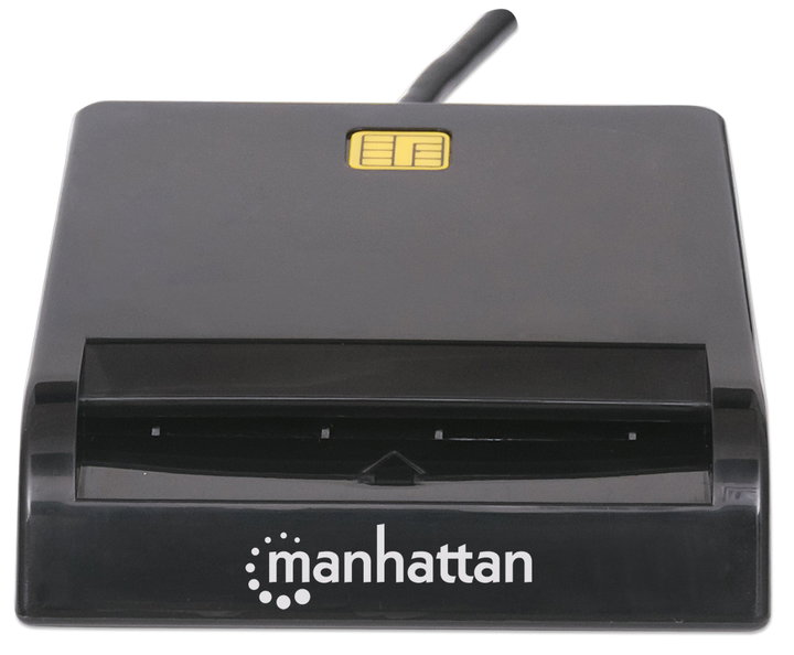 Compact black USB smart card reader/writer - Manhattan I-CARD CAM-USB2MH