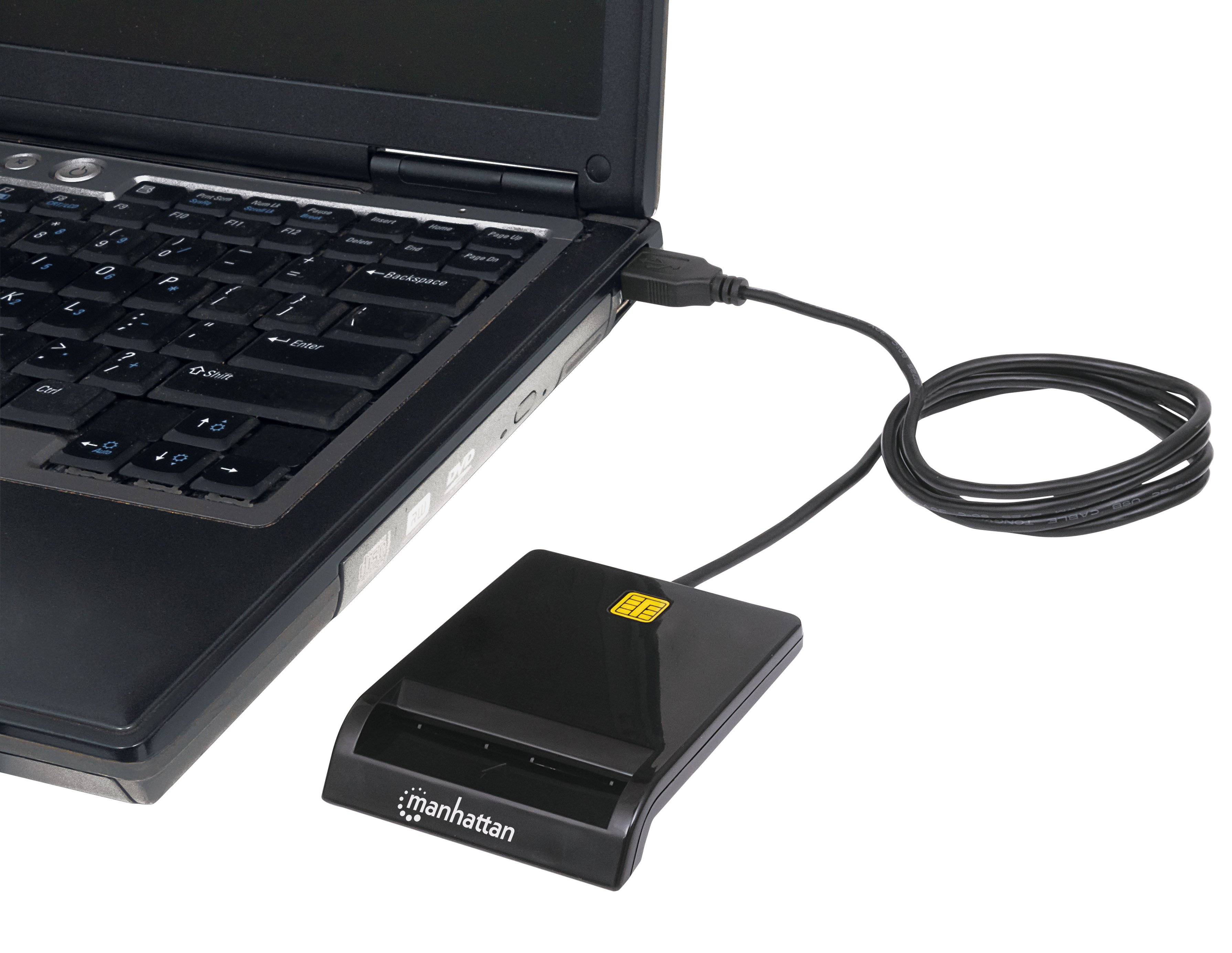 Compact Black USB Smart Card Reader/Writer - Manhattan I-CARD CAM-USB2MH