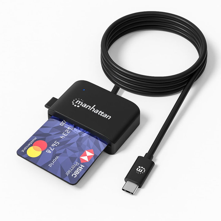 USB-C Smart Card Reader with MicroSD Slot - Manhattan I-CARD CAM-USB2MHC