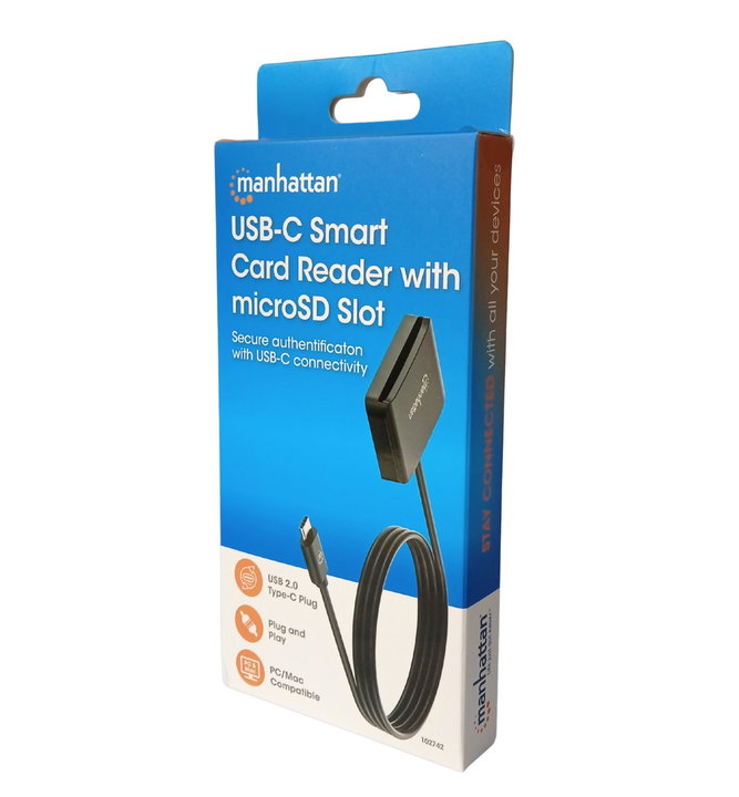USB-C Smart Card Reader with MicroSD Slot - Manhattan I-CARD CAM-USB2MHC