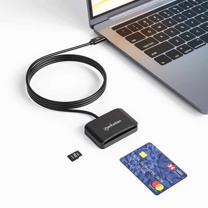 USB-C Smart Card Reader with MicroSD Slot - Manhattan I-CARD CAM-USB2MHC