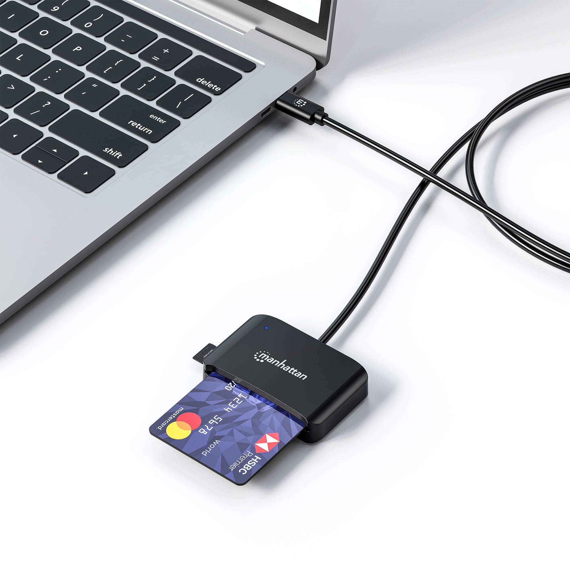 USB-C Smart Card Reader with MicroSD Slot - Manhattan I-CARD CAM-USB2MHC