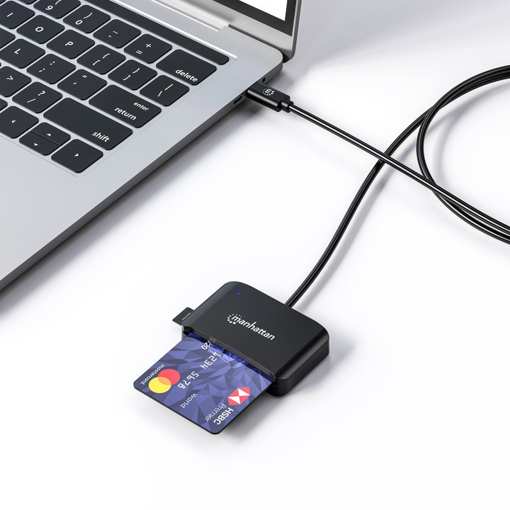 USB-C Smart Card Reader with MicroSD Slot - Manhattan I-CARD CAM-USB2MHC
