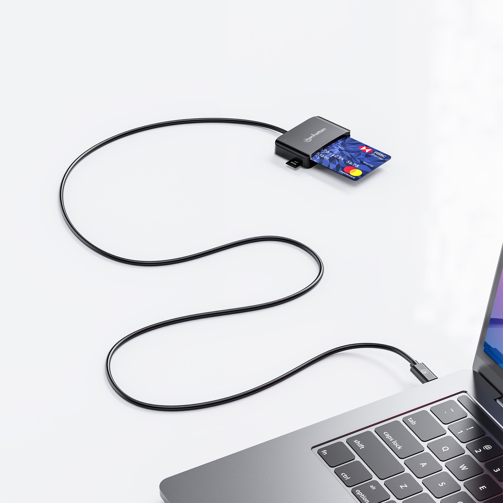 USB-C Smart Card Reader with MicroSD Slot - Manhattan I-CARD CAM-USB2MHC