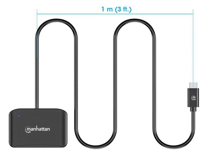 USB-C Smart Card Reader with MicroSD Slot - Manhattan I-CARD CAM-USB2MHC