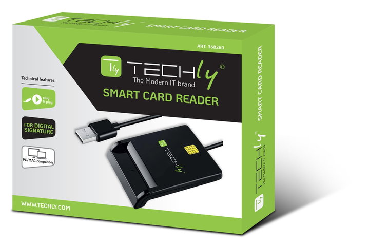 External USB Smart Card Reader Black - Techly I-CARD CAM-USB2TY2