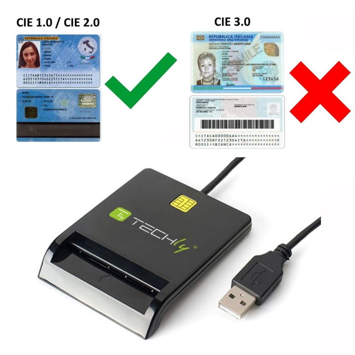 External USB Smart Card Reader Black - Techly I-CARD CAM-USB2TY2