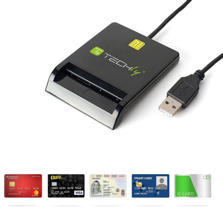 External USB Smart Card Reader Black - Techly I-CARD CAM-USB2TY2